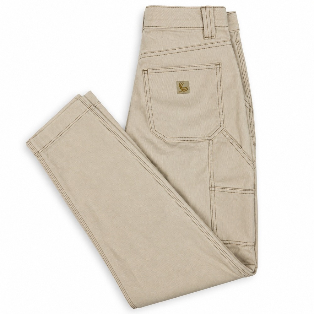 Tna Carpenter Pants Women Size 00 Beige Utility Straight Leg Hammer Loop Twill
